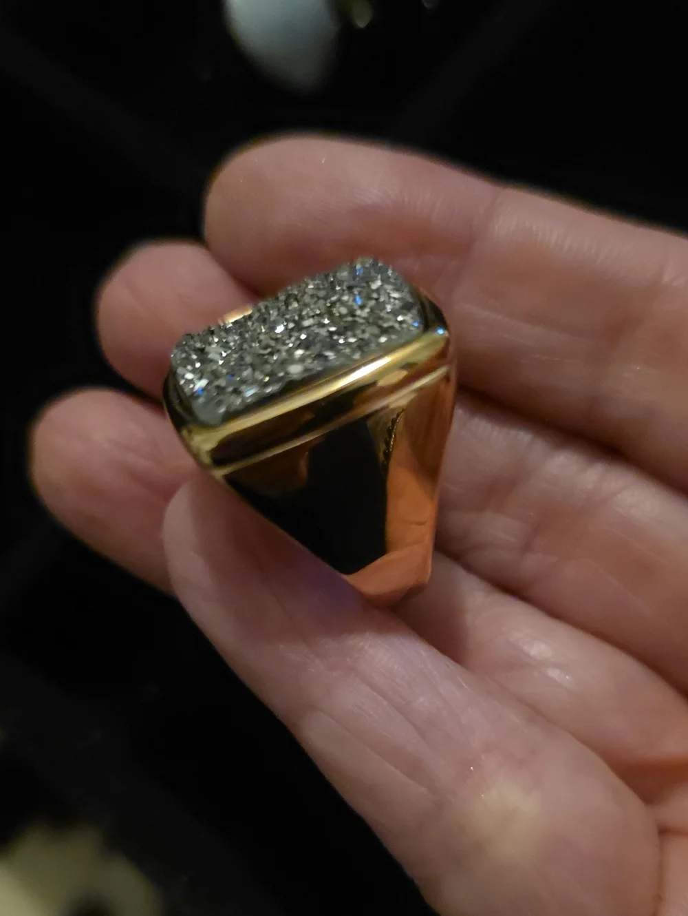Milor Rose Gold Square Druzy Ring